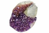 Amethyst Geode With Calcite On Metal Stand - Uruguay #152280-1